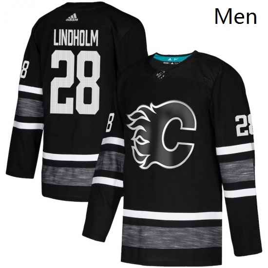 Mens Adidas Calgary Flames 28 Elias Lindholm Black 2019 All Star Game Parley Authentic Stitched NHL Jersey